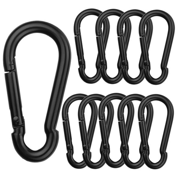 10 Pieces 4cm Black Carabiner Clips for Outdoor Camping Hammock Travel