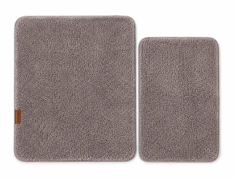 Home 2-Piece Plush Shaggy Microfiber Bath Mat Set - Taupe