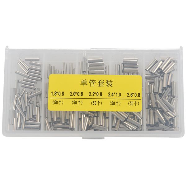 250 Set Single Barrel Crimping Sleeve Fishing Line Wire Leader