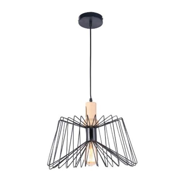 ACDC Pendant Lighting – Scandinavian Range – Geometric Black Metal and Wood