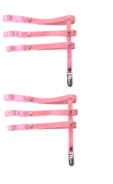 Belle Amoureuse Pink Faux Leather Leg Garter - Pair