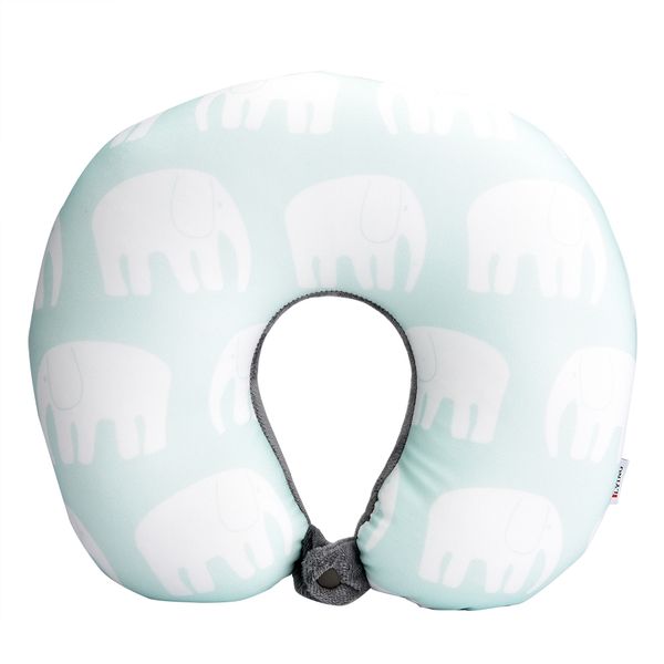 Kids Travel Neck Pillow Green Elephant Design