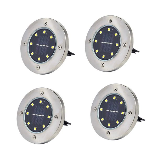 4 Pack Of Outdoor Waterproof LED Solar Powered Disk Light