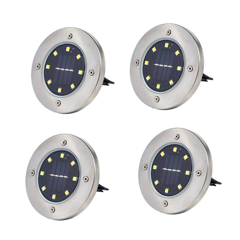 4 Pack Of Outdoor Waterproof LED Solar Powered Disk Light