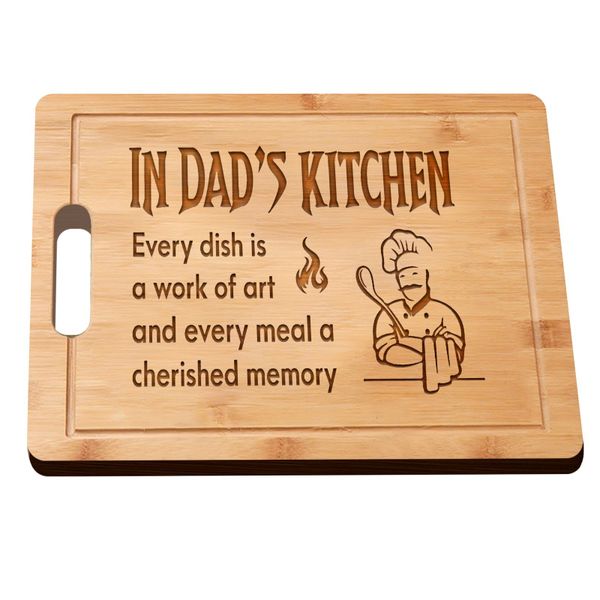 Engraved Bamboo Cutting Board in Dad's Kitchen Gifts for Dad Birthday