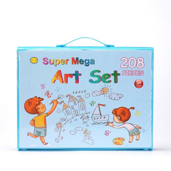 208 Pcs Art Supplies, Drawing Art Kit Children's Drawing Kit - Blue
