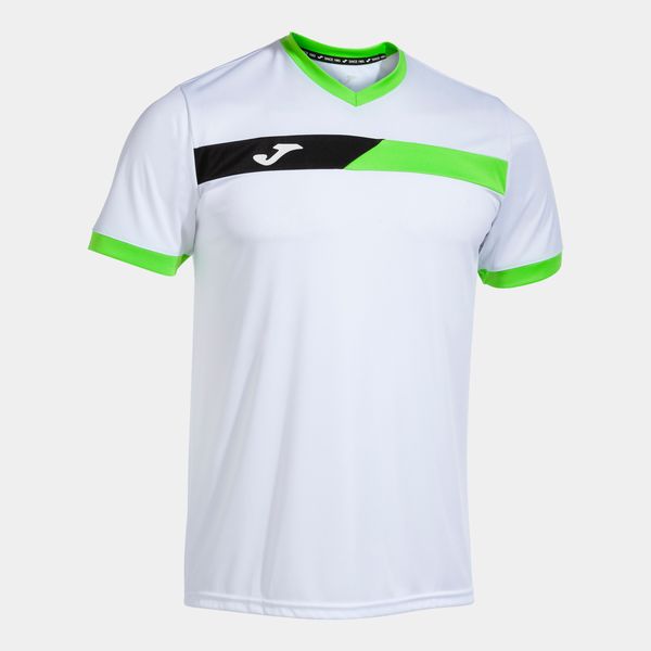 Joma Men's Court Short Sleeve T-Shirt- White Fluor Green