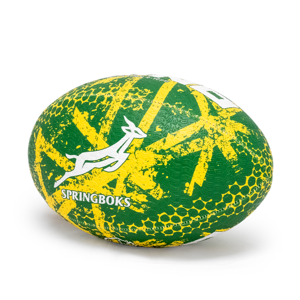 Springboks Graffiti Training Rhino Rugby Ball - Green &amp; Gold
