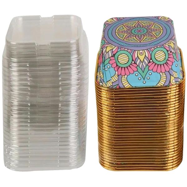 Kitchen Square Colourful Cupcake Cups With Lids Set of 50- 8.5cm