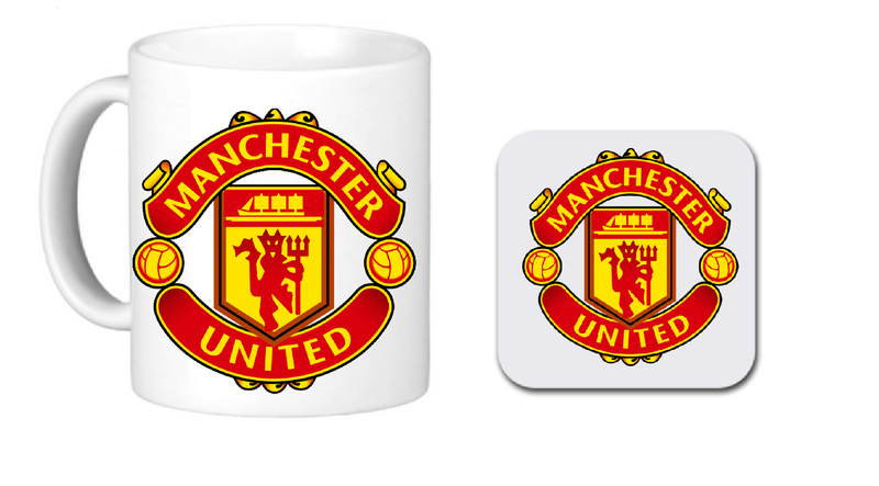 Manchester United Mug and Wooden Coaster Set