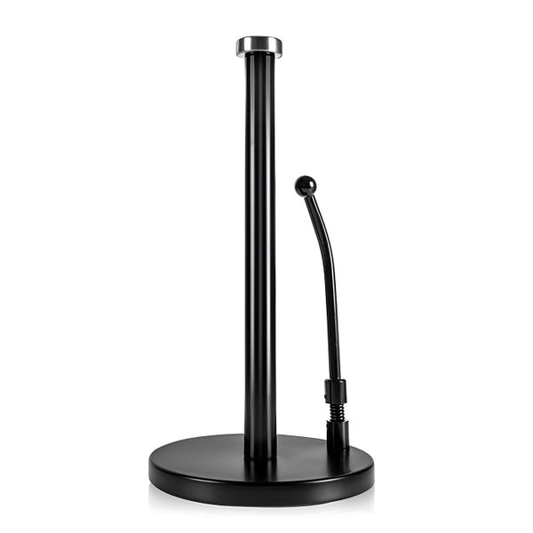 Stainless Steel Paper Towel Holder with Weighted Base - Black - 34.5cm