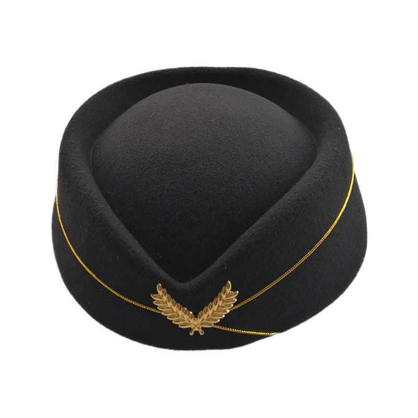 Beret Hostess Stewardess Airline Flight Party Hat for Women - Black