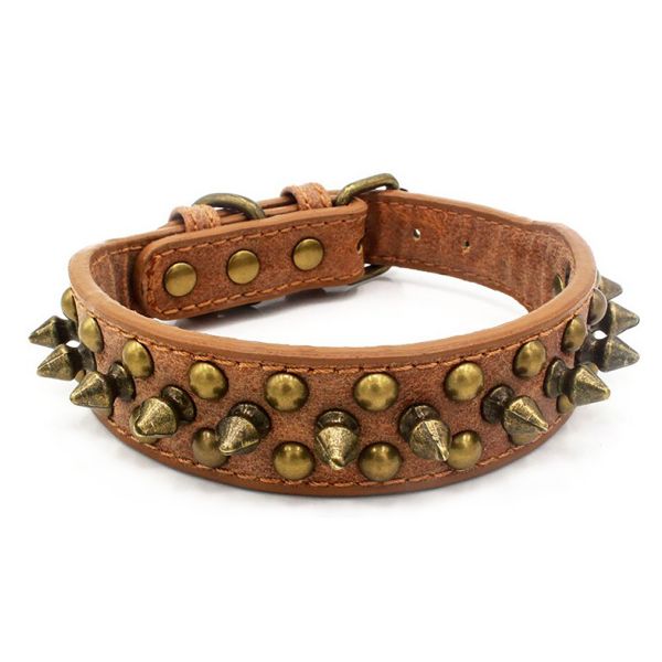 Vintage Punk-Style Studded Leather Pet Collar - XS