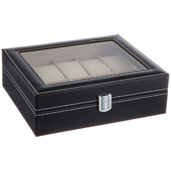 Watch Box with 10 Compartments Jewellery Storage Box Velvet Lining