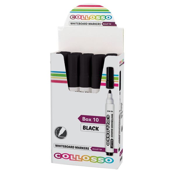 Collosso Whiteboard Markers Black Box of 10