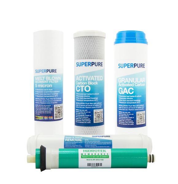 SUPERPURE 5-Stage 10" Slimline NF Water Filter Set (incl. NF Membrane)