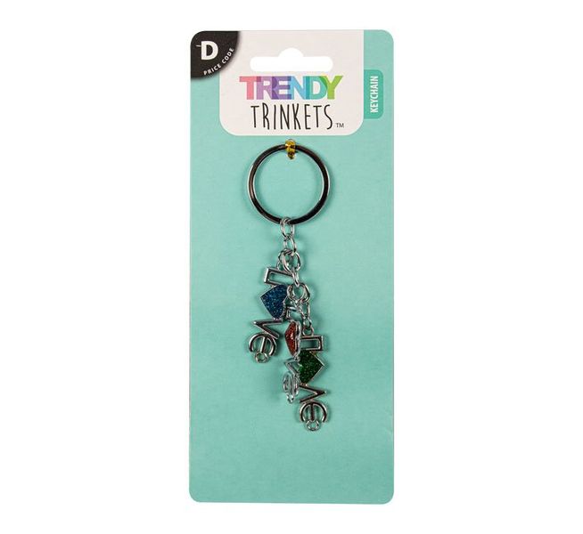 Keychain - 'Love' Charms - Silver - Single