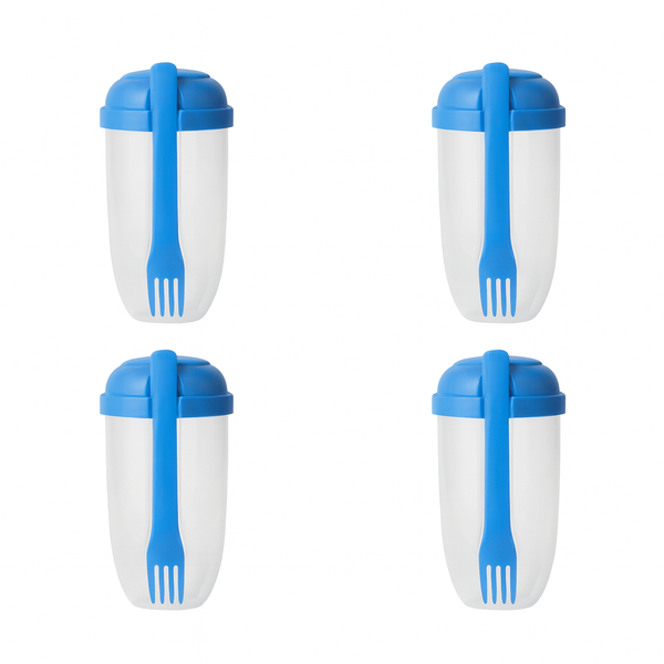 4 Pack Meal Prep Salad Cups with Fork &amp; Lid - 1000ml
