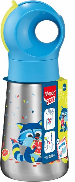 MAPED Picnik Minz Stainless Steel Water Bottle 350ml Raccoon