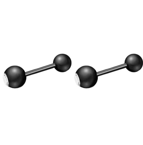 S &amp; C Screw On Back Stainless Steel Round Ball Zircon Earrings