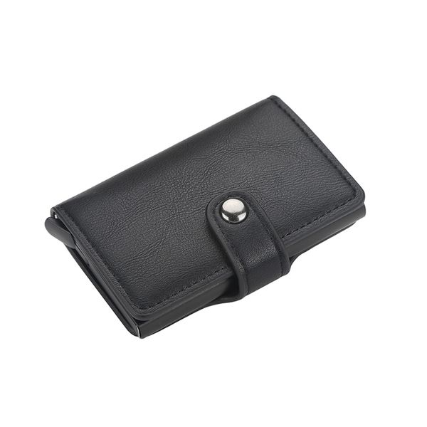 Leather Aluminium RFID Credit Card Holder Case-Black