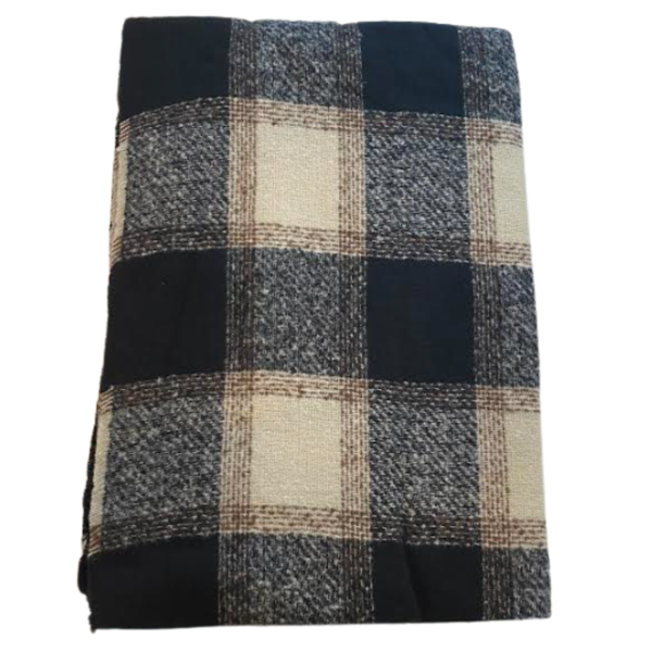 Chequered Black, Ivory and Brown Scarf