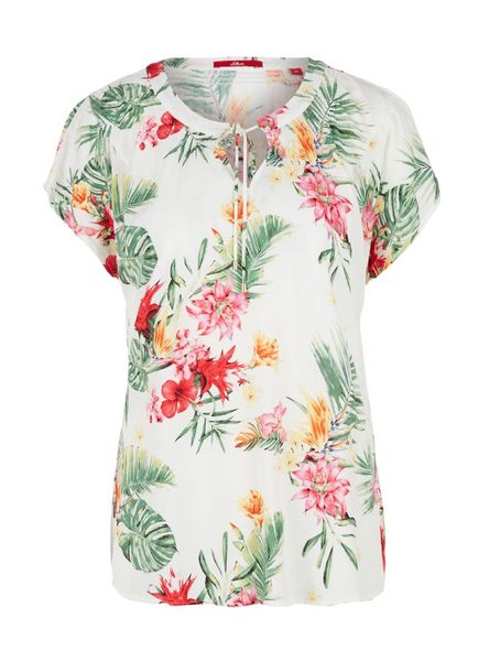 S.Oliver - White floral - Short sleeve - Viscose top