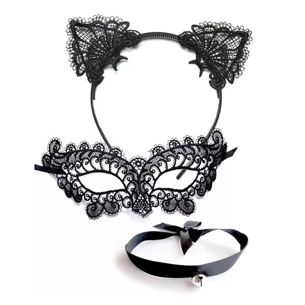 Alternative Goth Mask Choker and Head Piece Set - 3 in 1