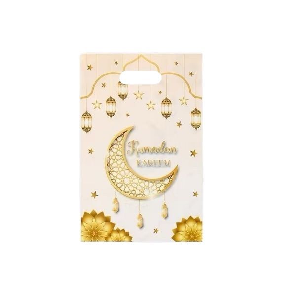 10 Ramadan Kareem Gift Bags Double Sided Moon Lantern Stars Pattern