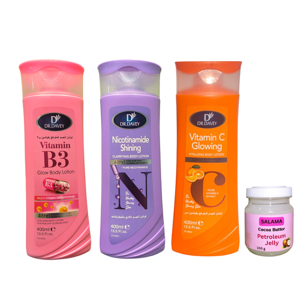 Vitamin B3, Nicotinamide &amp; Vitamin C Glow Body Lotion &amp; Petroleum Jelly
