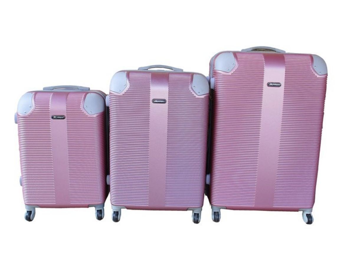 3-Piece ABS Hardshell Luggage Set - Pink with Spinner Wheels and Lock