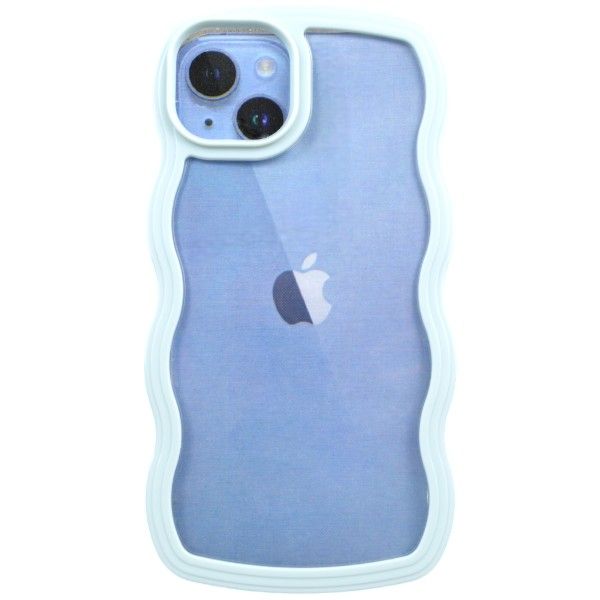 White Wavy Edge Phone Case Compatible with iPhone 14 Plus - Transparent