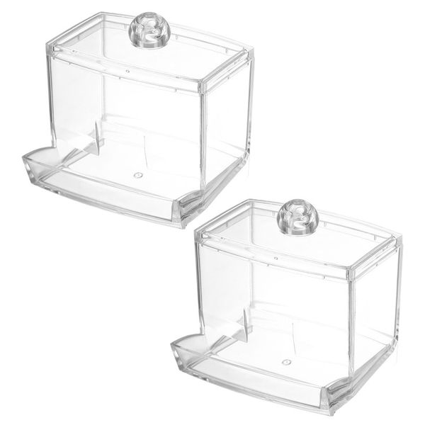 2 Pack Acrylic Cotton Pad Holder with Lid - Transparent