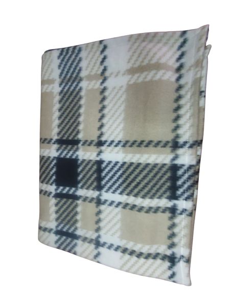 The NEAT Pet Blanket Polar Fleece - Beige with black and white plaid design