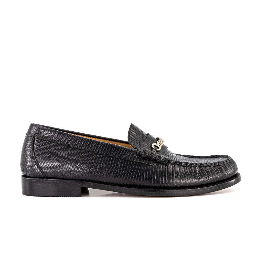 G.H Bass & Co - Men's Lincoln Lizard Black Pull-On Formal Shoes | Shop ...