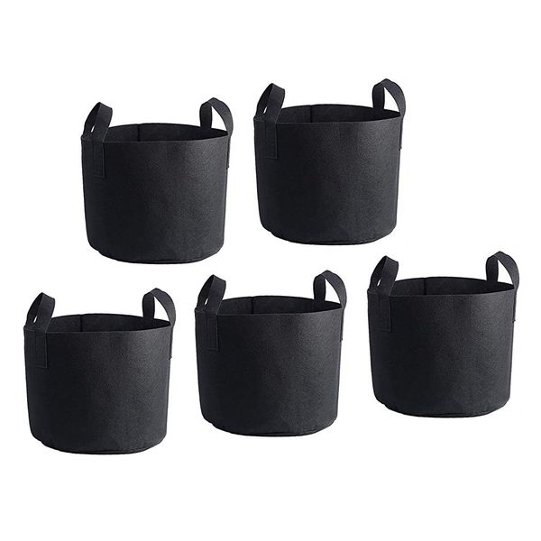 5x Non-Woven Fabric Grow Bags 3Gallon/13L (25cm Diameter x 22cm High)
