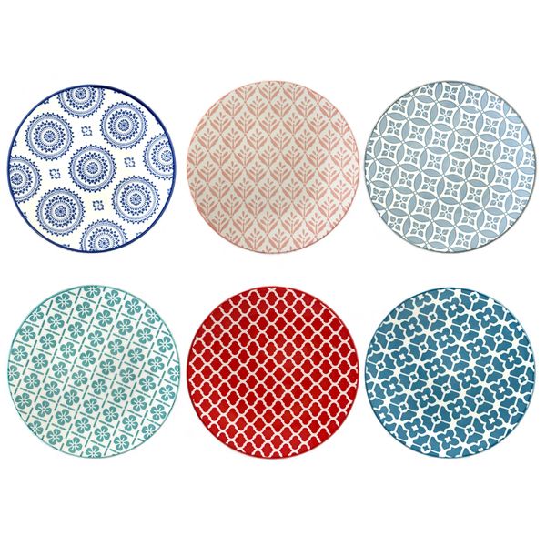 Set of 6 - Bohemian Dessert Ceramic Plate Set 19cm