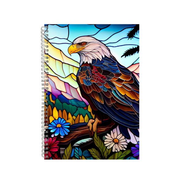 Flower Eagle Stained Glass Notebook Animal Gift Idea A4 Notepad Pad 88