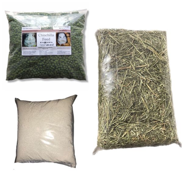 Chinchilla Monthly Essentials - Sand, Lucerne and Food Combo