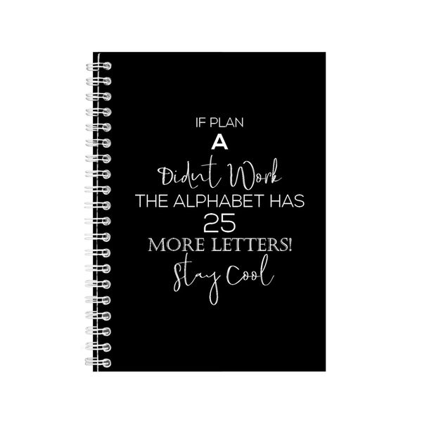Plan A5 Notebook Spiral Lined Motivational Sayings Graphic Notepad Gift 153