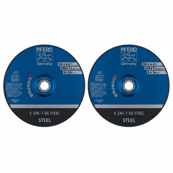 PFERD - Grinding Wheel Steel Dome 230mm x 7.2mm for Ferrous Metals - 2 Pack