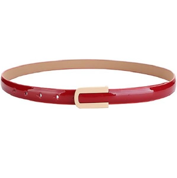 Skinny Belt for Women, Versatile Belt with Alloy Gold Buckle, Adjustable