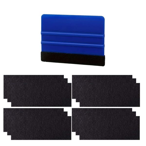 Black Vinyl Squeegee with Felt and 12 Felt Replacement Pads