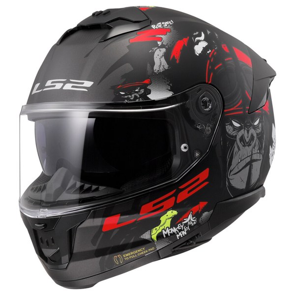 LS2 FF8O8 Stream II Angry Monkey Black/Red Helmet