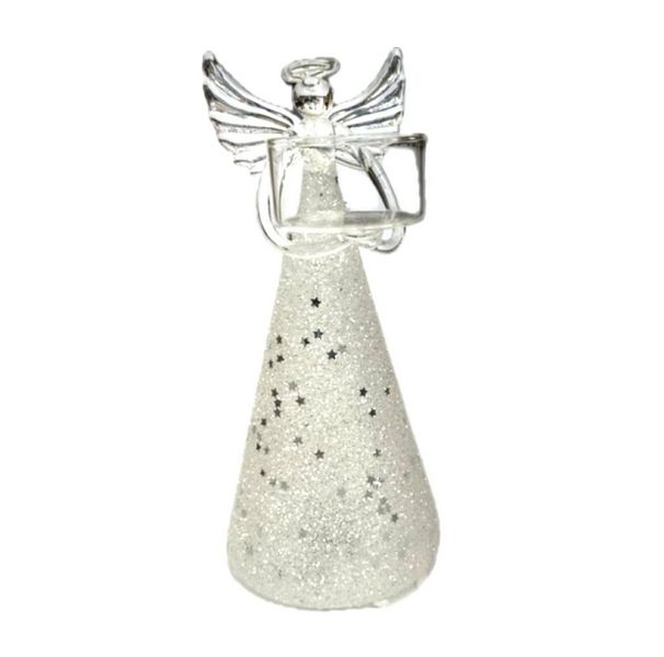 Battery Operated Glass Candle Holder Angel