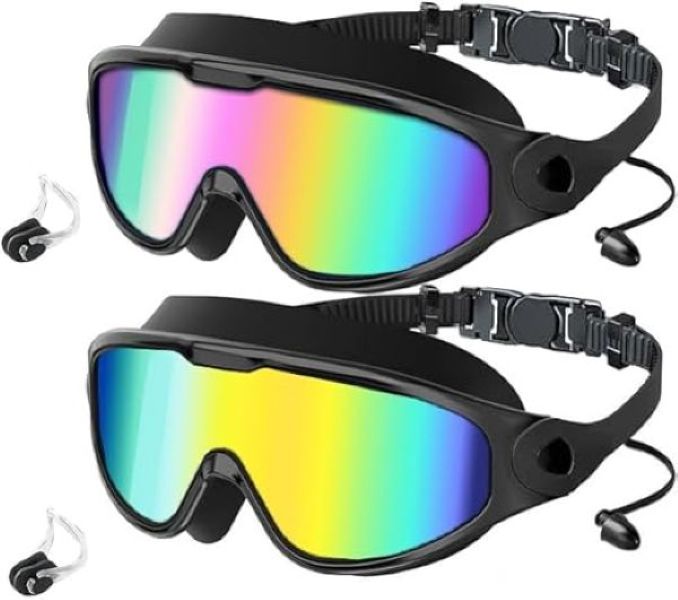 Swimming Goggles, Uicokss 2 Pack Wide View Anti Fog&amp;UV with Ear Plugs
