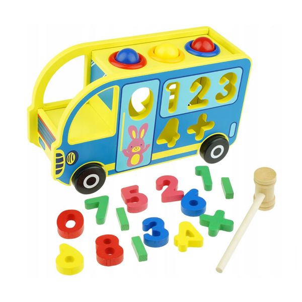 Kids Educational Wooden Digital Bus Toy F47-72-23