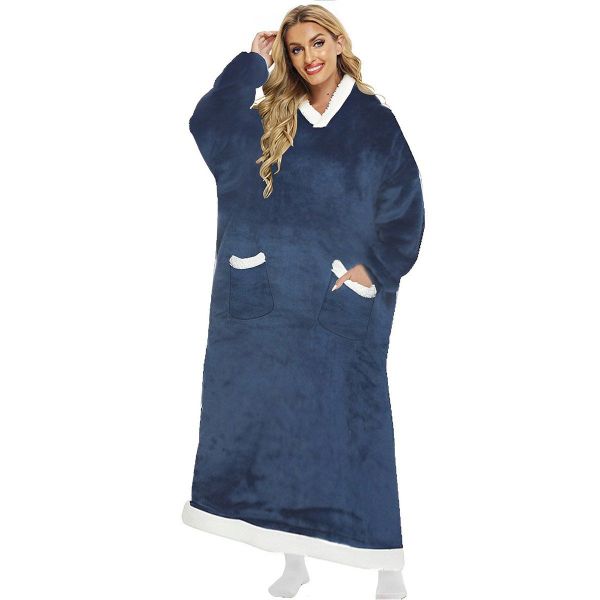 Extra Length Oversized Plush Blanket Hoodies-DH