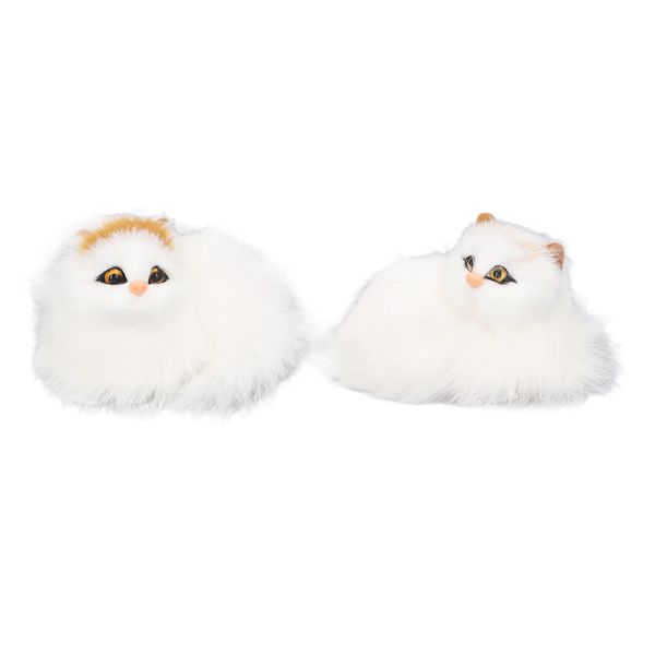 Realistic Plush Cat Stuffed Doll Cute Pet Decor for Office Desk - 2 Pieces