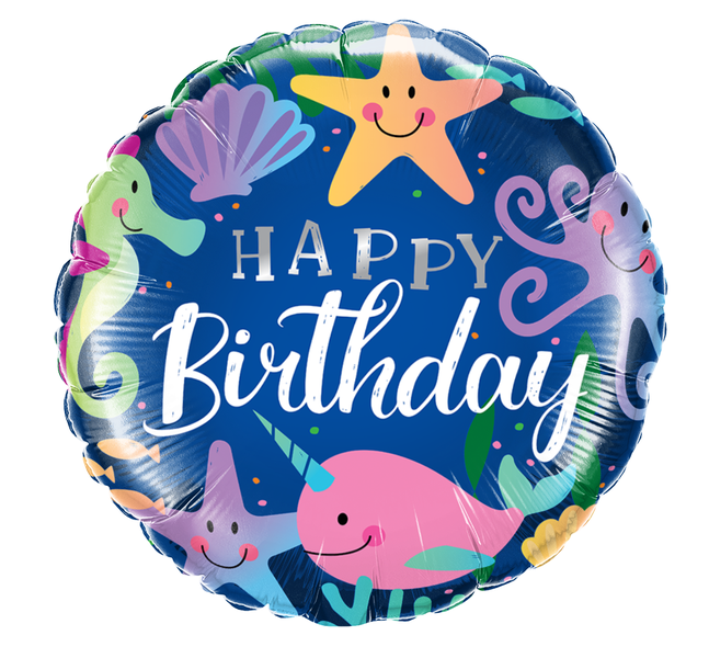 18 Inch Foil Round Under The Sea Happy Birthday Balloon 1pack